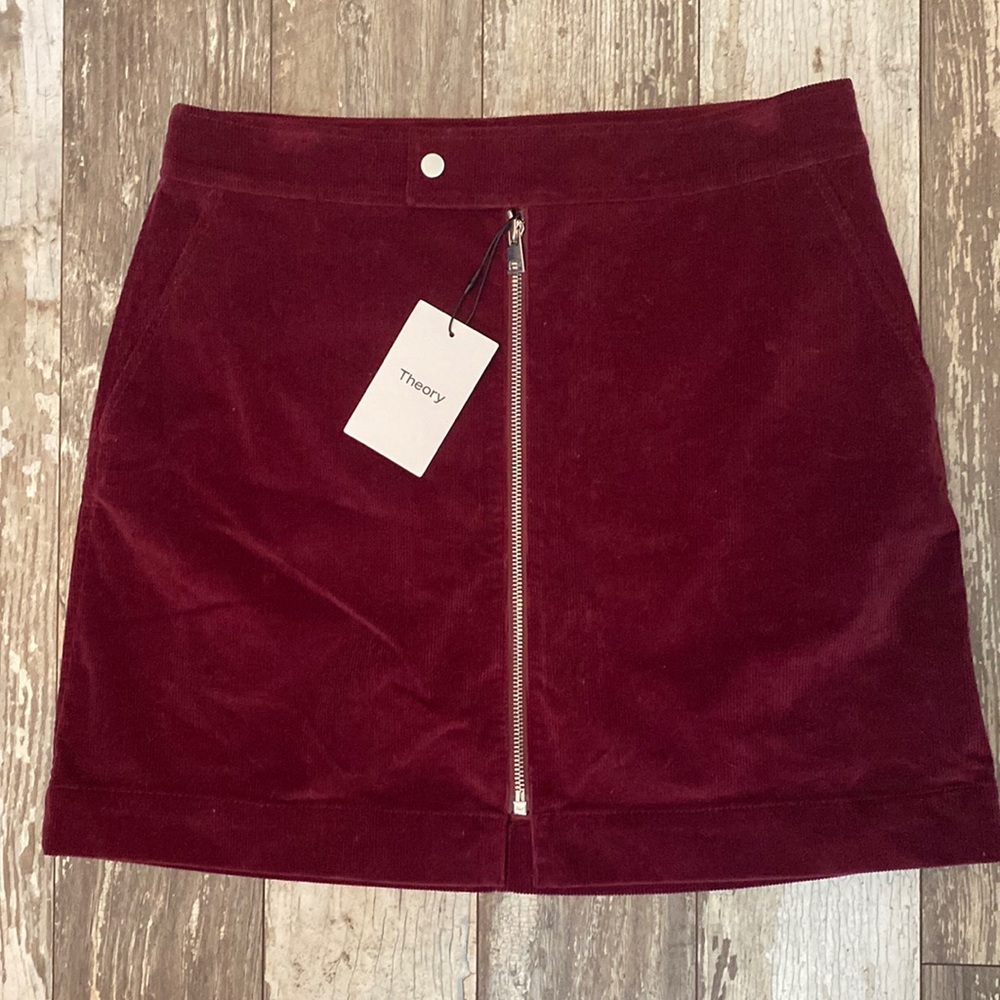 Womens Burgandy Corduroy Skirt by Theory Sz 10